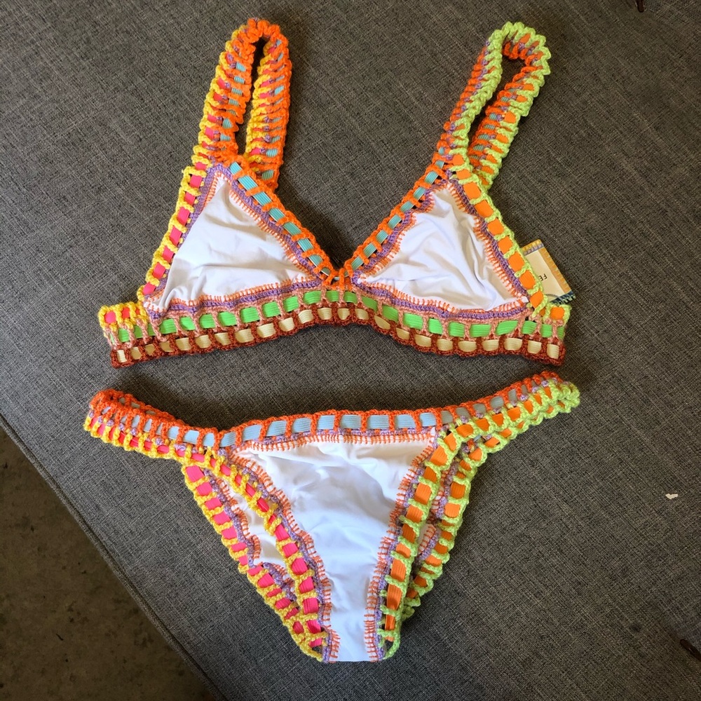 PILYQ white crochet bikini set